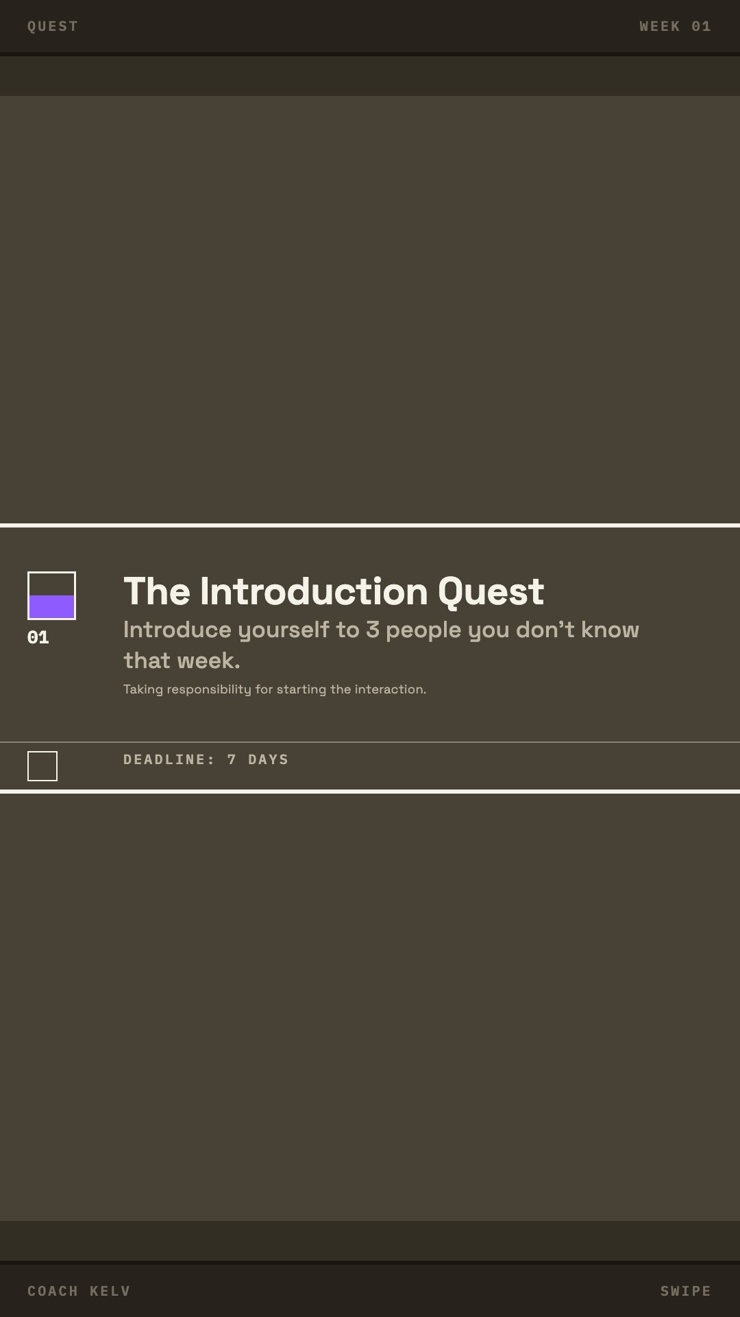 The story frame set, direction B, Quest of the week